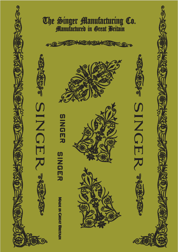 Model 99K 'Filigree' Sewing Machine Waterslide Decals