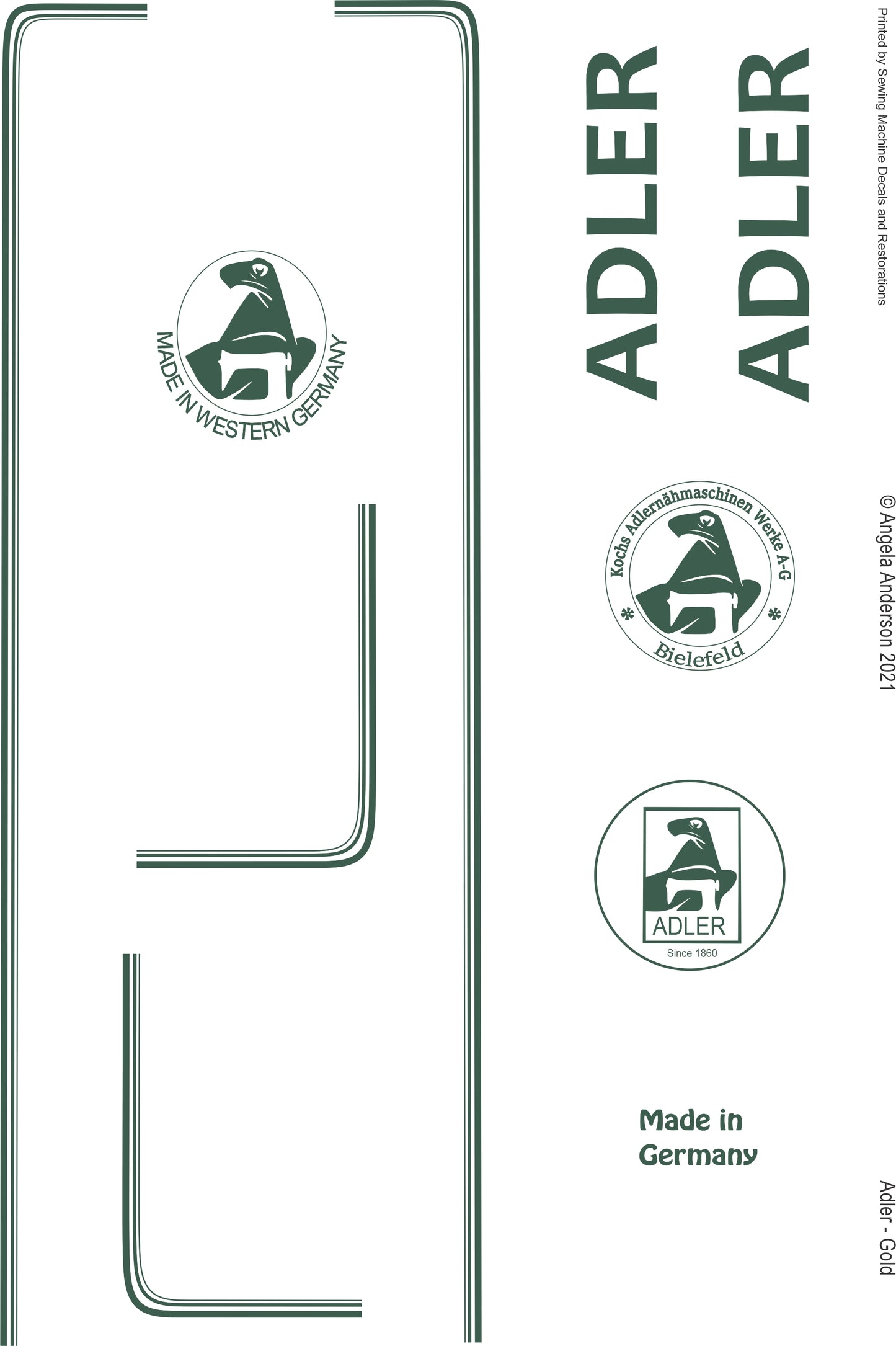 Adler 152 Sewing Machine waterslide decals