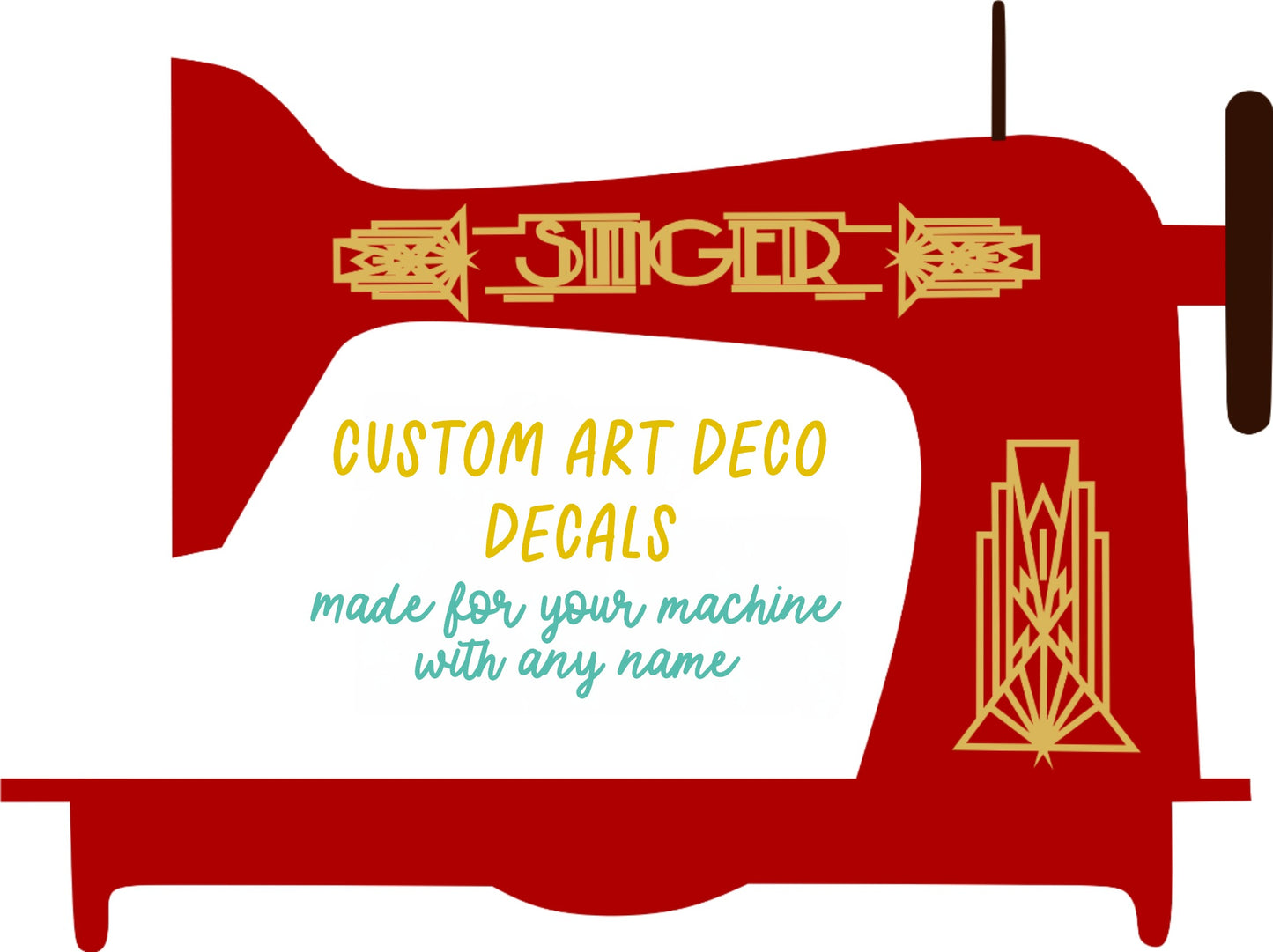Custom Art Deco decals made for your machine Sewing Machine waterside decals