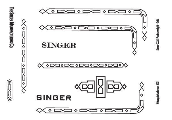 Model 222K Featherweight Sewing Machine Waterslide Decals