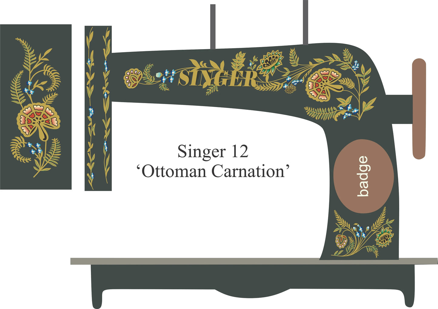 Model Class 12 'Ottoman Carnation' - Sewing Machine waterslide decals
