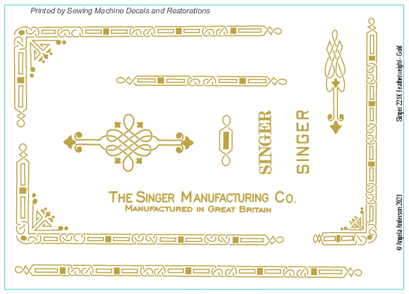 Model 221K Featherweight Sewing Machine Waterside Decal