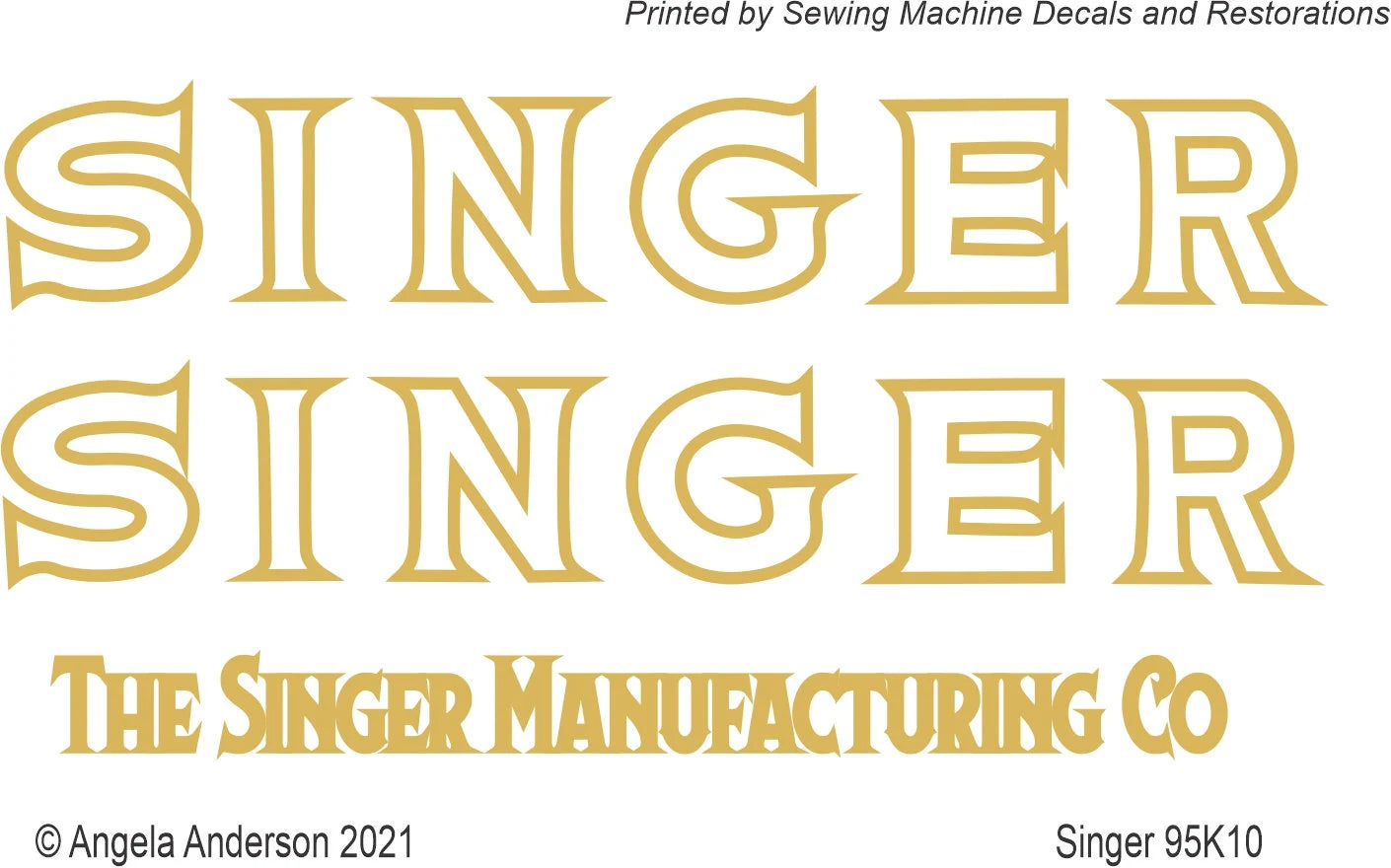 Model 95K Industrial Sewing Machine waterslide decals