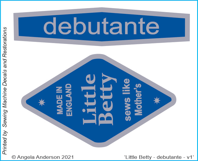Little Betty 'Debutante' Stickers - Toy Sewing Machine Restoration