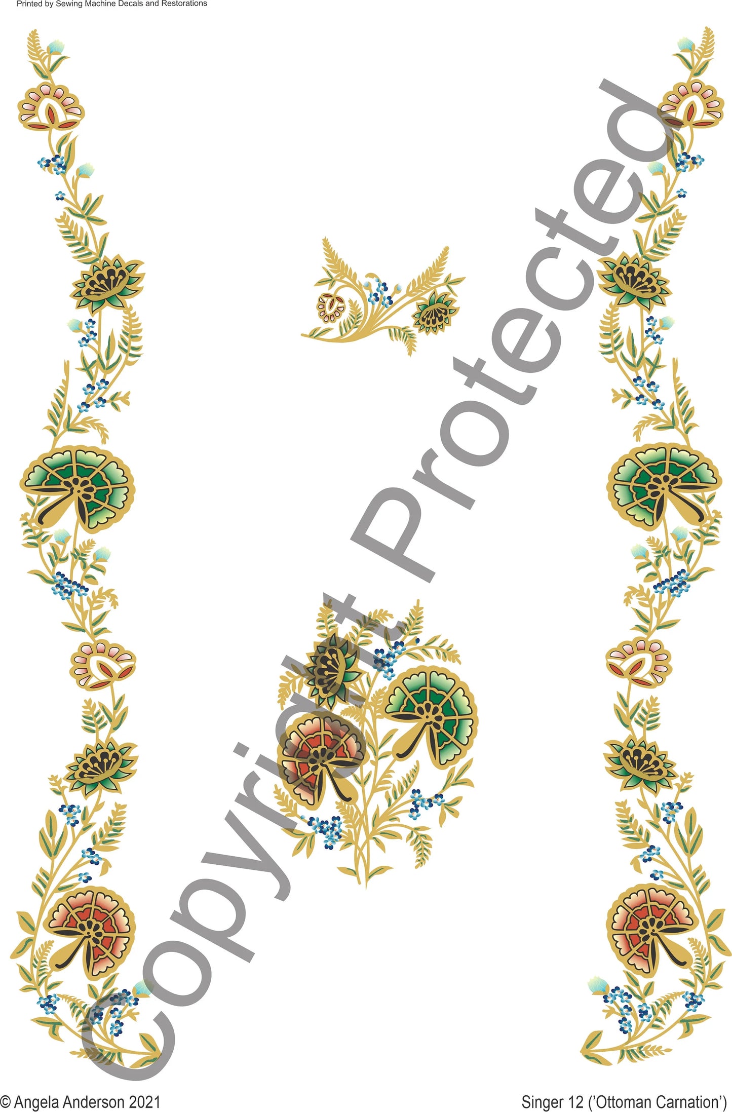 Model Class 12 'Ottoman Carnation' - Sewing Machine waterslide decals