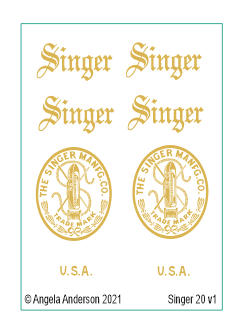 Model 20 (old english text) Toy Sewing Machine waterslide decals