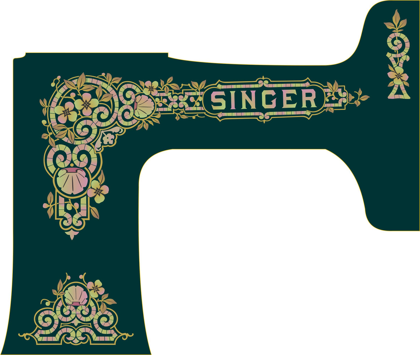 Custom Featherweight (221K) Tiffany Sewing Machine Waterslide Decals