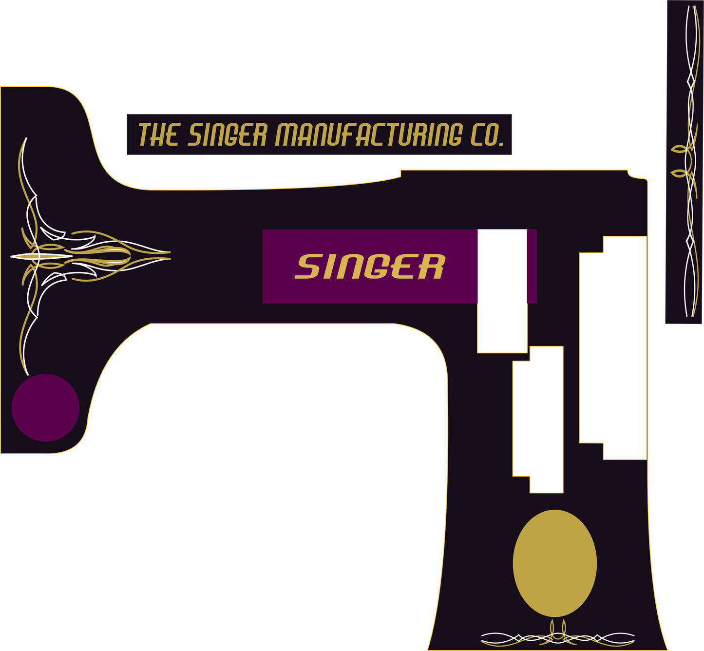 Custom Featherweight (222K) Pinstripes Sewing Machine Waterslide Decals