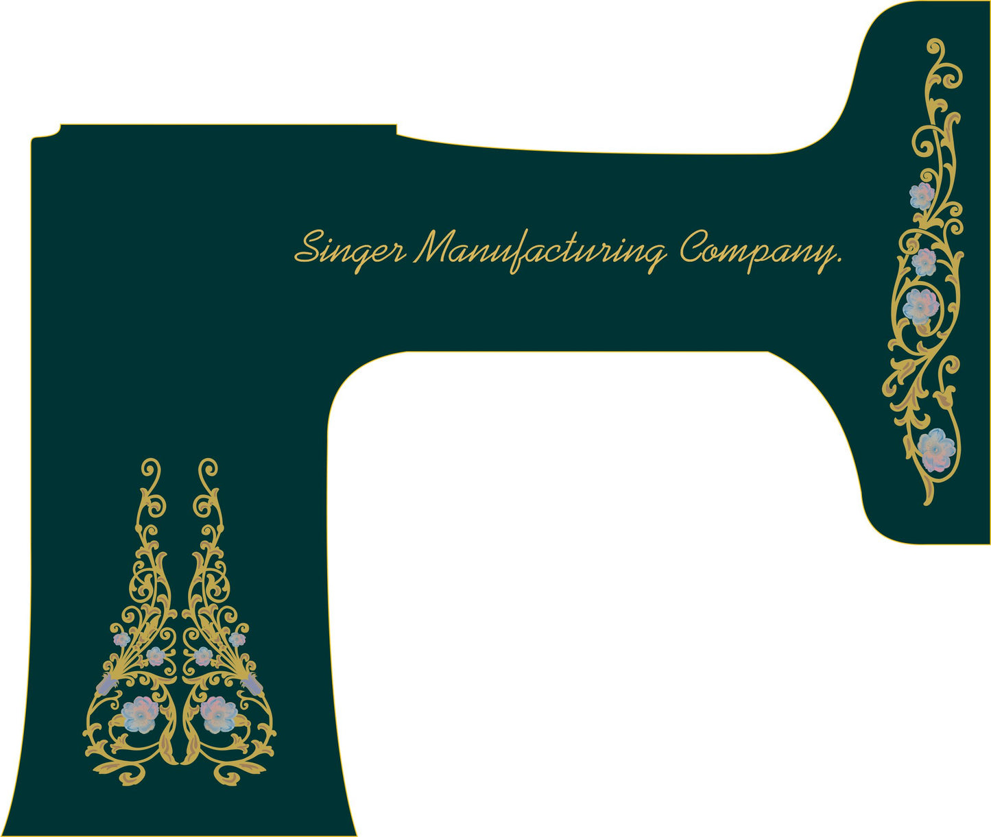 Custom Featherweight (222K) Floral Sewing Machine Waterslide Decals