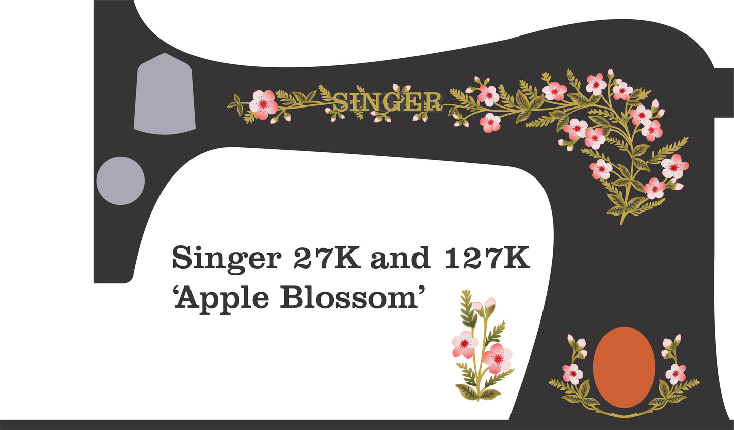 Model 27K sewing machines - 'Apple Blossom' waterslide decals