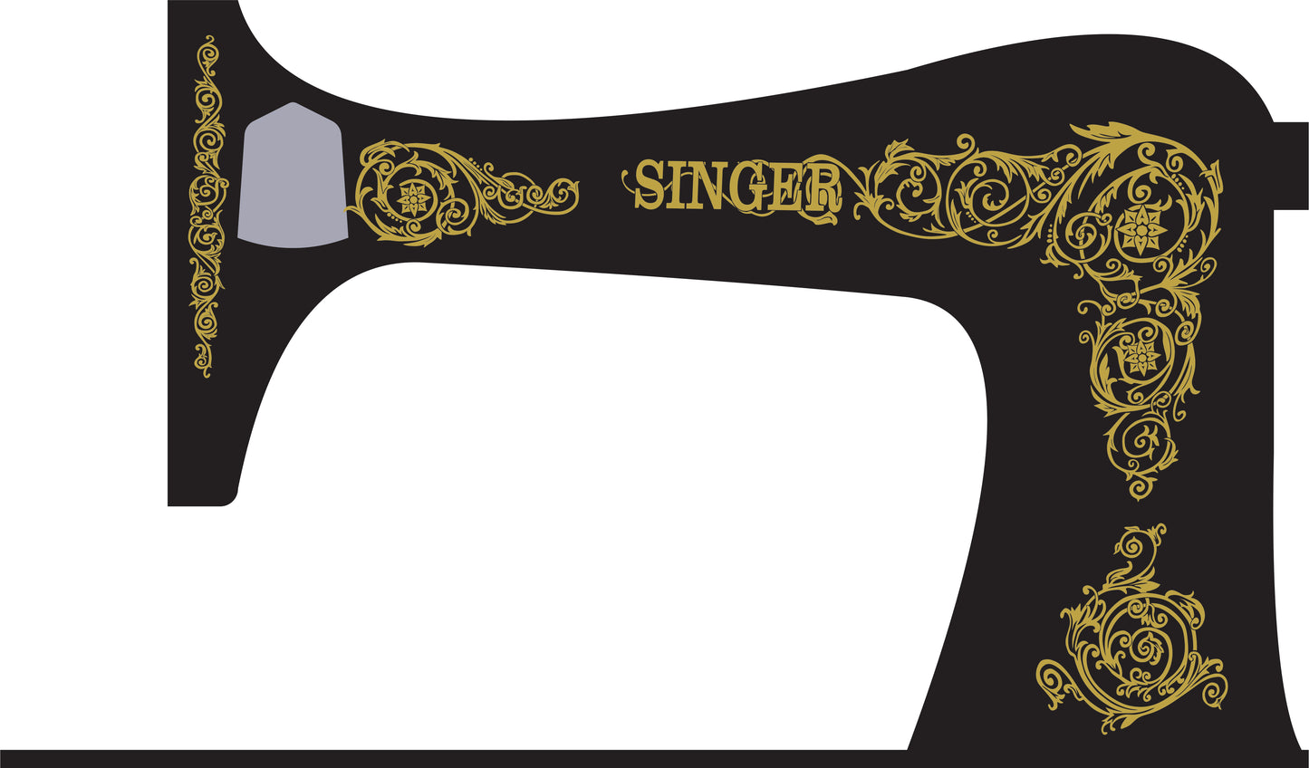 Model 27 or 127K 'Scrolls and Roses' Sewing Machine Waterslide Decals