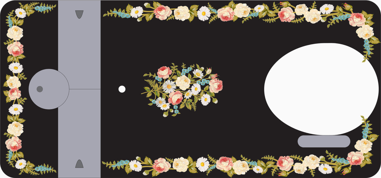 Model 28K 'Painted Roses, Daisies and Forget Me Knots' sewing machine waterslide decals