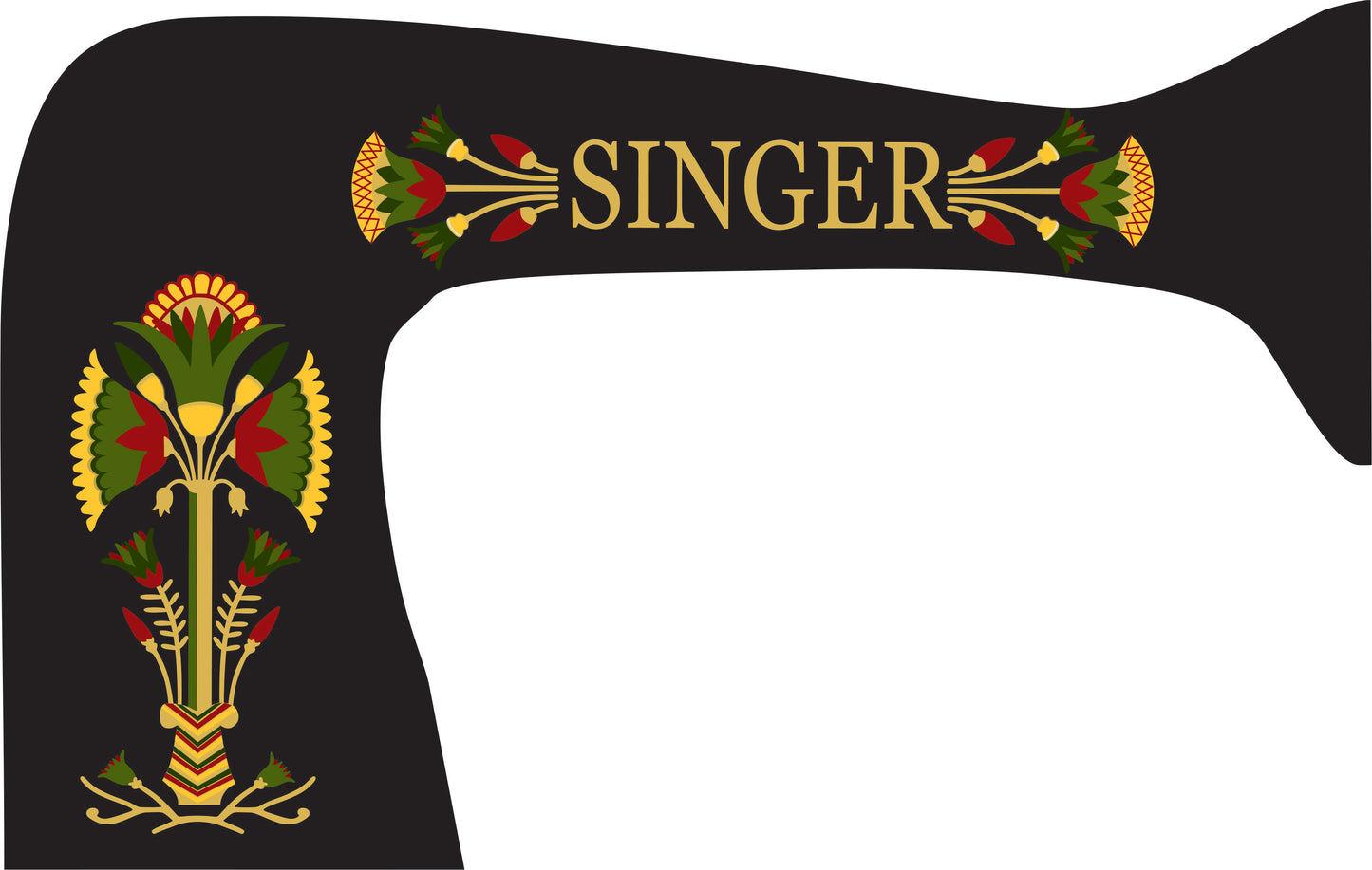 Model 66 "Egyptian Lotus" with red tips (alternate version) sewing machine waterslide decals