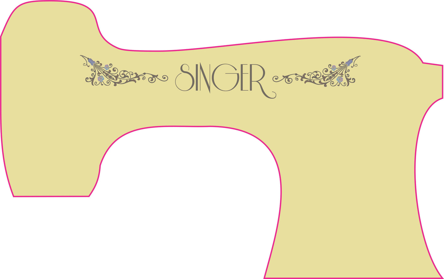 Custom Floral and filigree Decals sewing machine