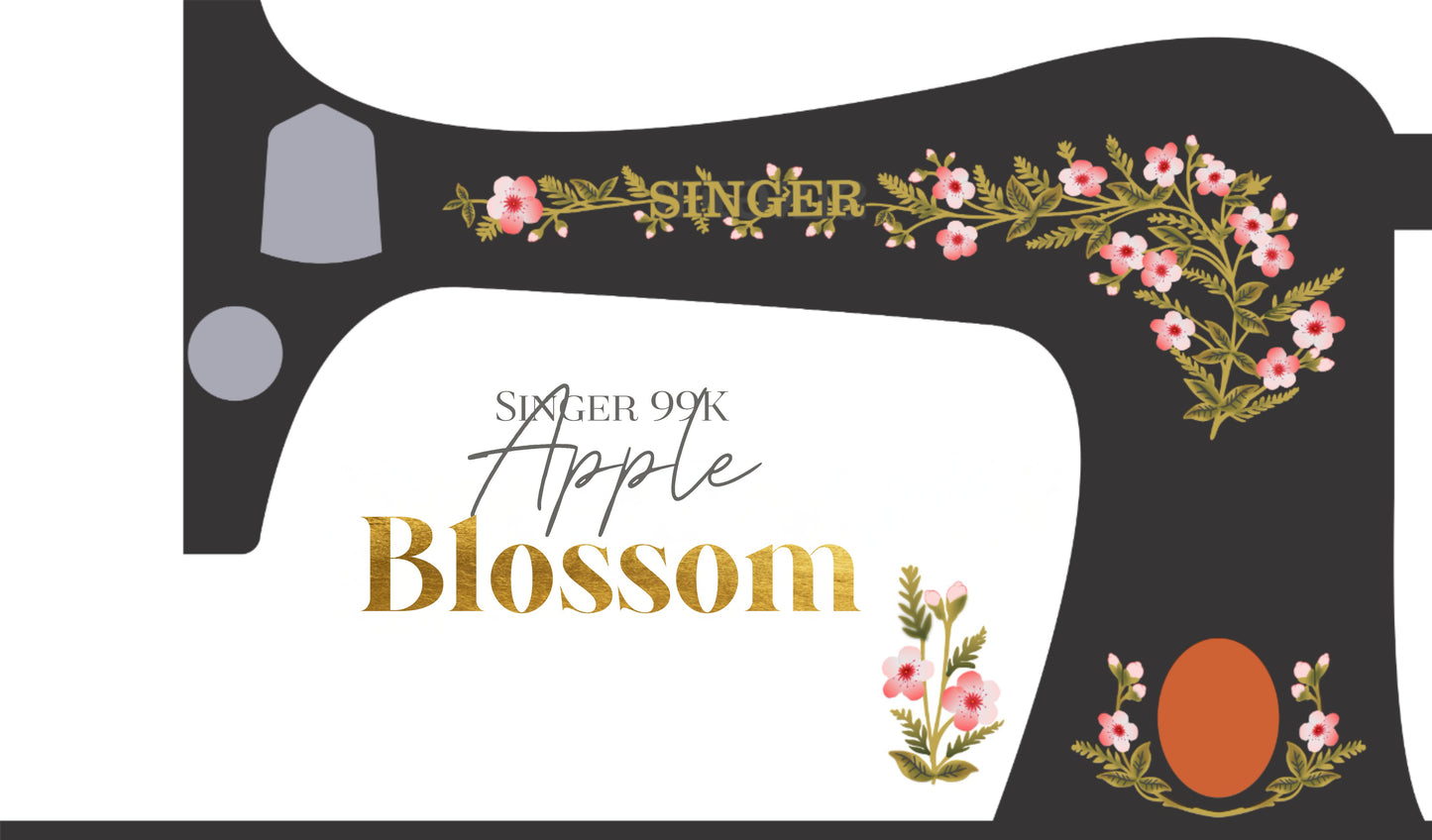 Model 99K sewing machines - 'Apple Blossom' waterslide decals