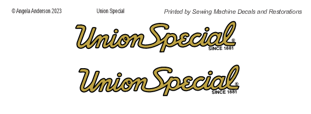 Union Special Industrial Sewing Machine Waterslide Decal