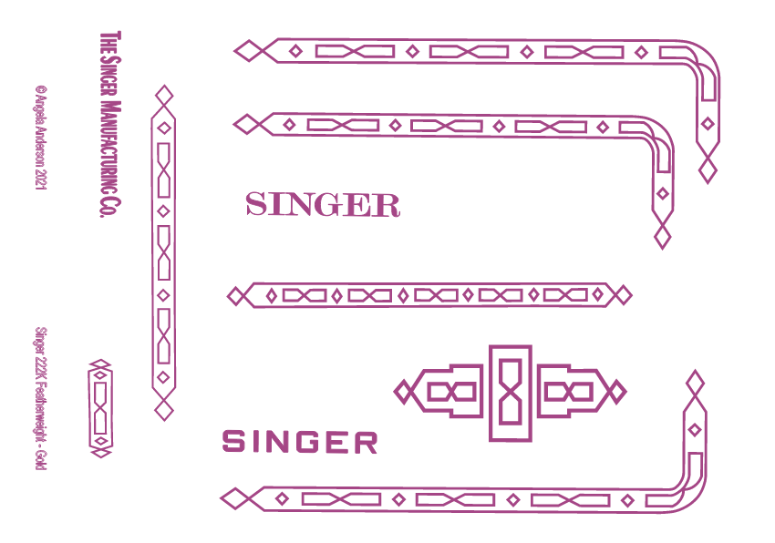 Model 222K Featherweight Sewing Machine Waterslide Decals