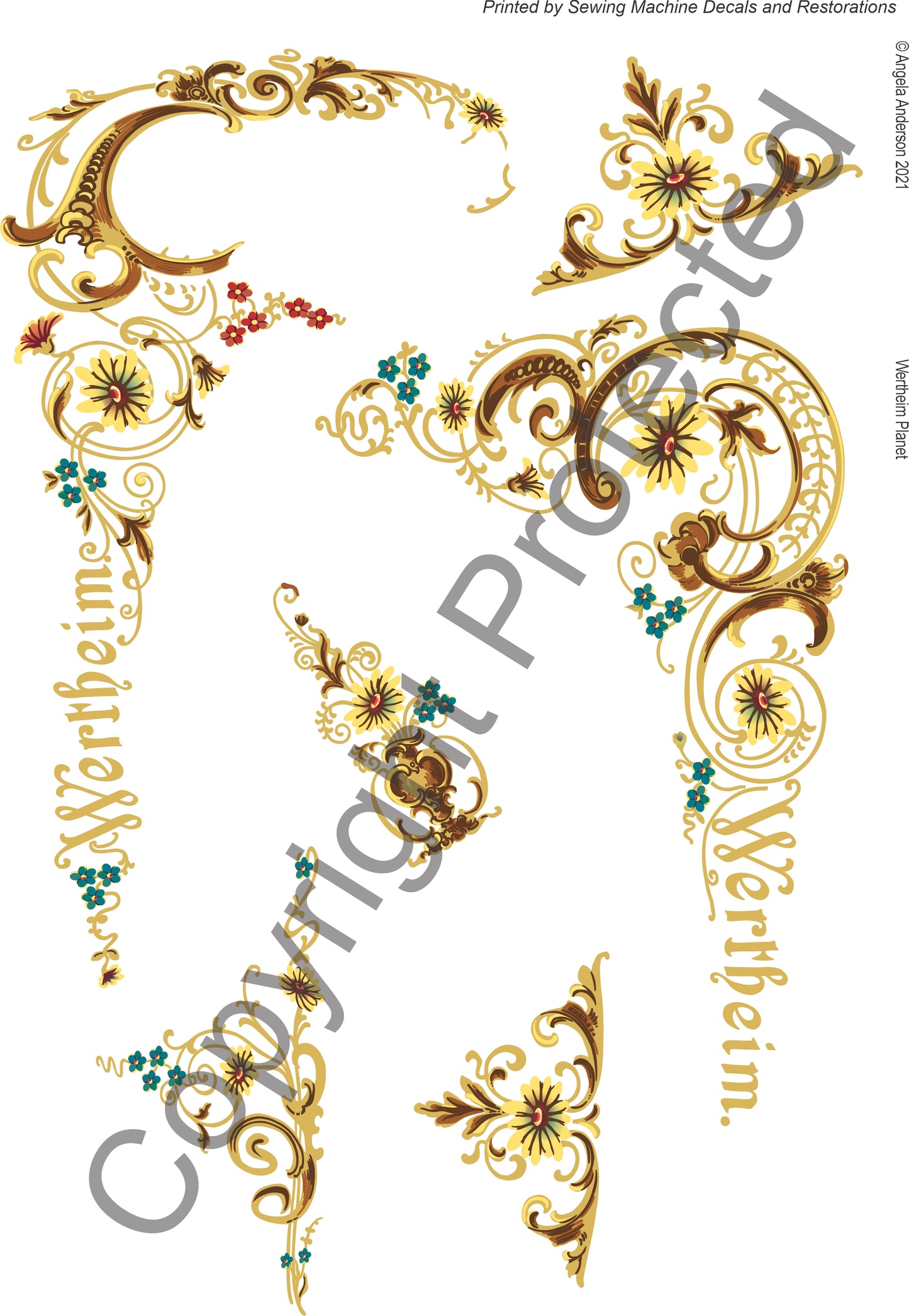 Wertheim 'Planet' Sewing Machine Waterslide Decals