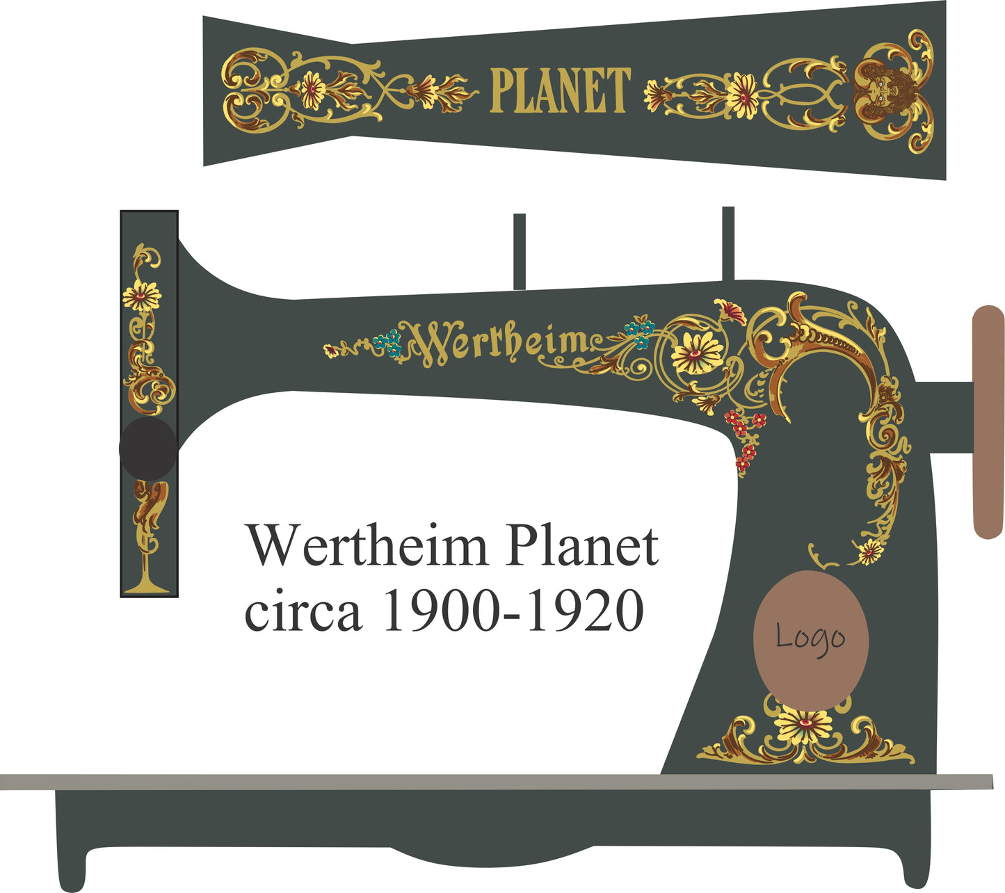Wertheim 'Planet' Sewing Machine Waterslide Decals
