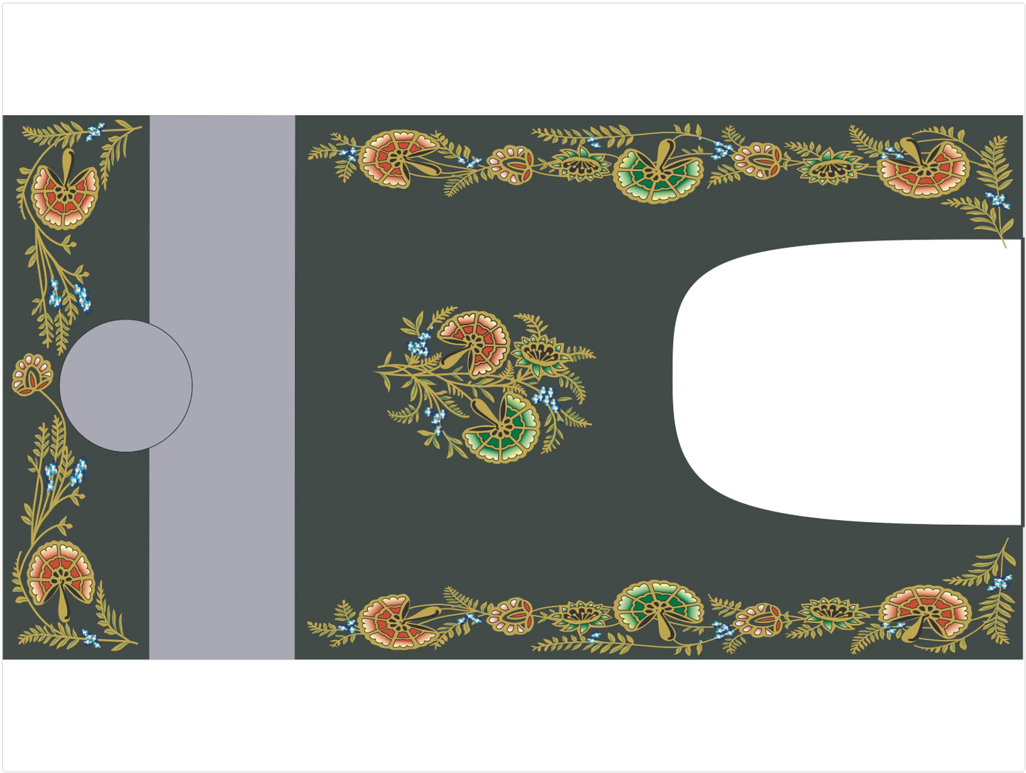 Model 27 'Ottoman Carnation' c1890s sewing machine waterslide decals