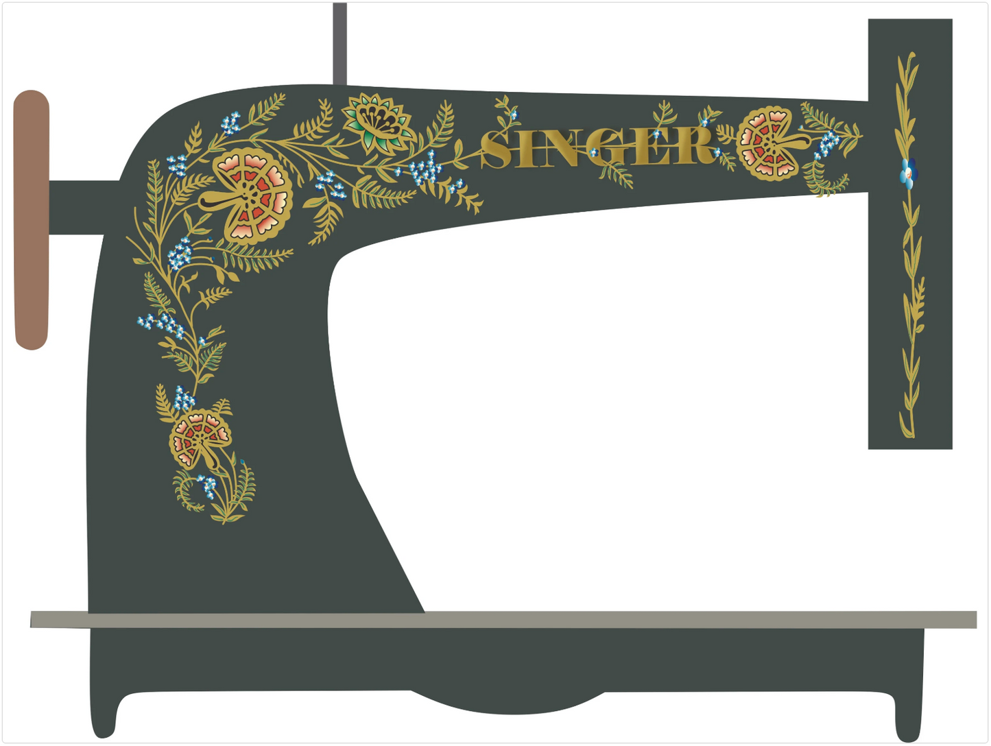 Model 27 'Ottoman Carnation' c1890s sewing machine waterslide decals