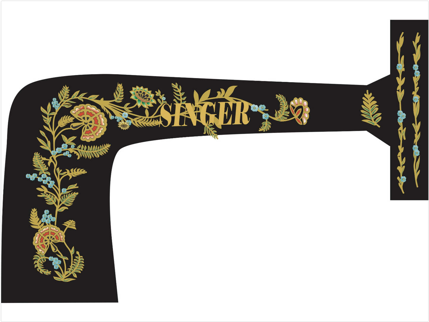 Model 48 'Ottoman Carnation' sewing machine waterslide decals
