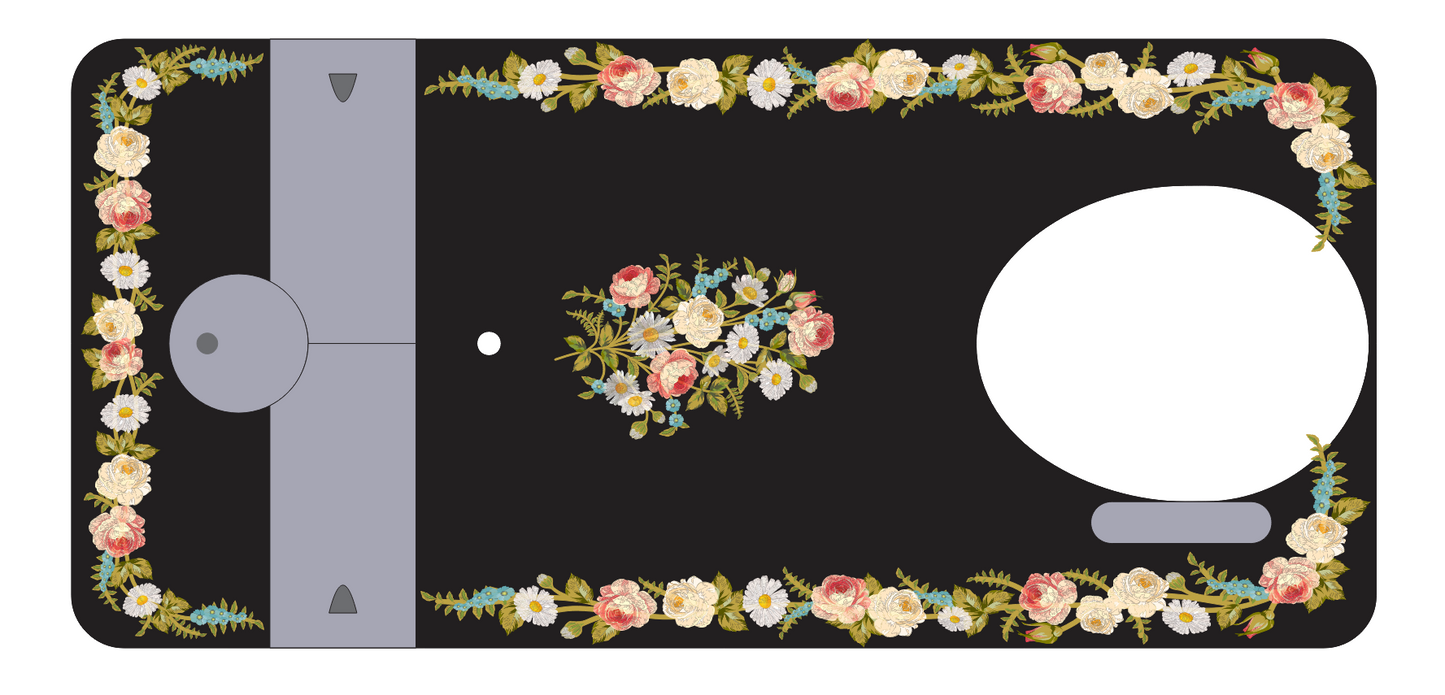 Model 27K 'Painted Roses, Daisies and Forget Me Knots' sewing machine waterslide decals