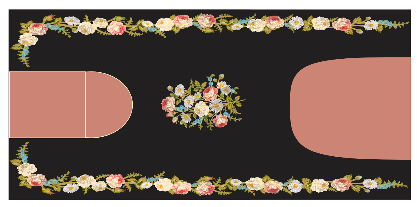 Model 15K 'Painted Roses, Daisies and Forget Me Knots' sewing machine waterslide decals