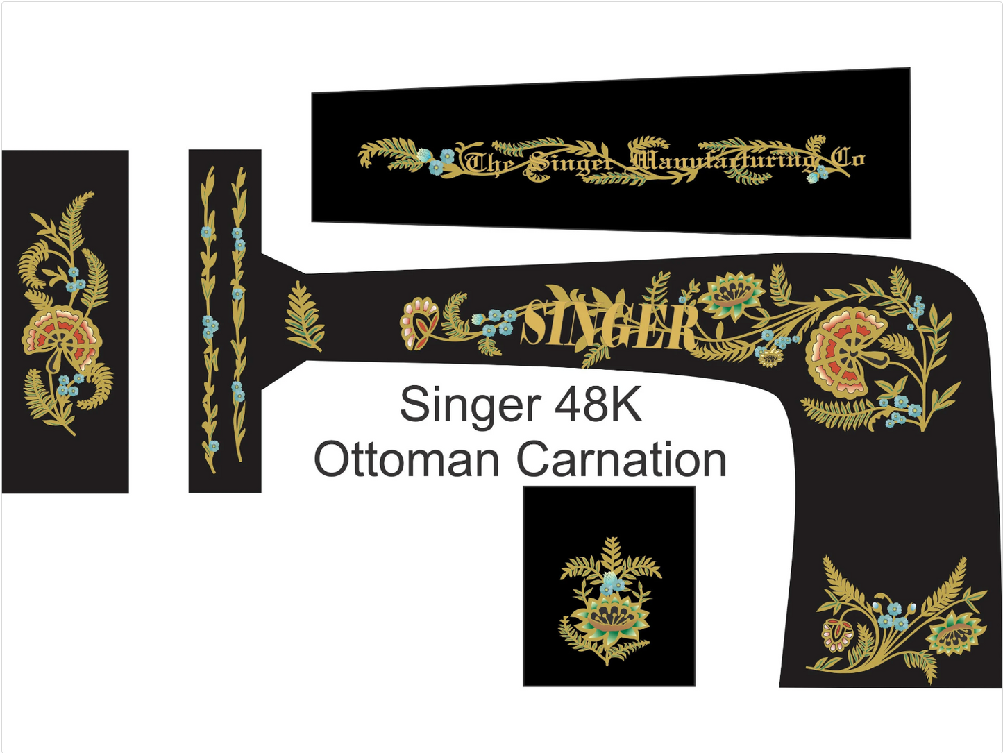 Model 48 'Ottoman Carnation' sewing machine waterslide decals