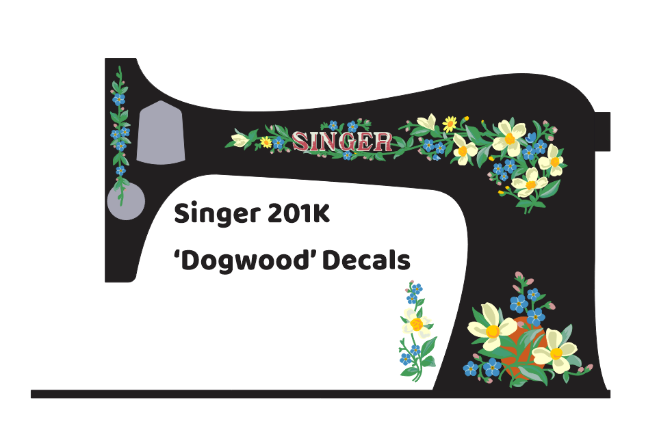 Model 201K 'Dogwood' Sewing Machine Waterslide Decals