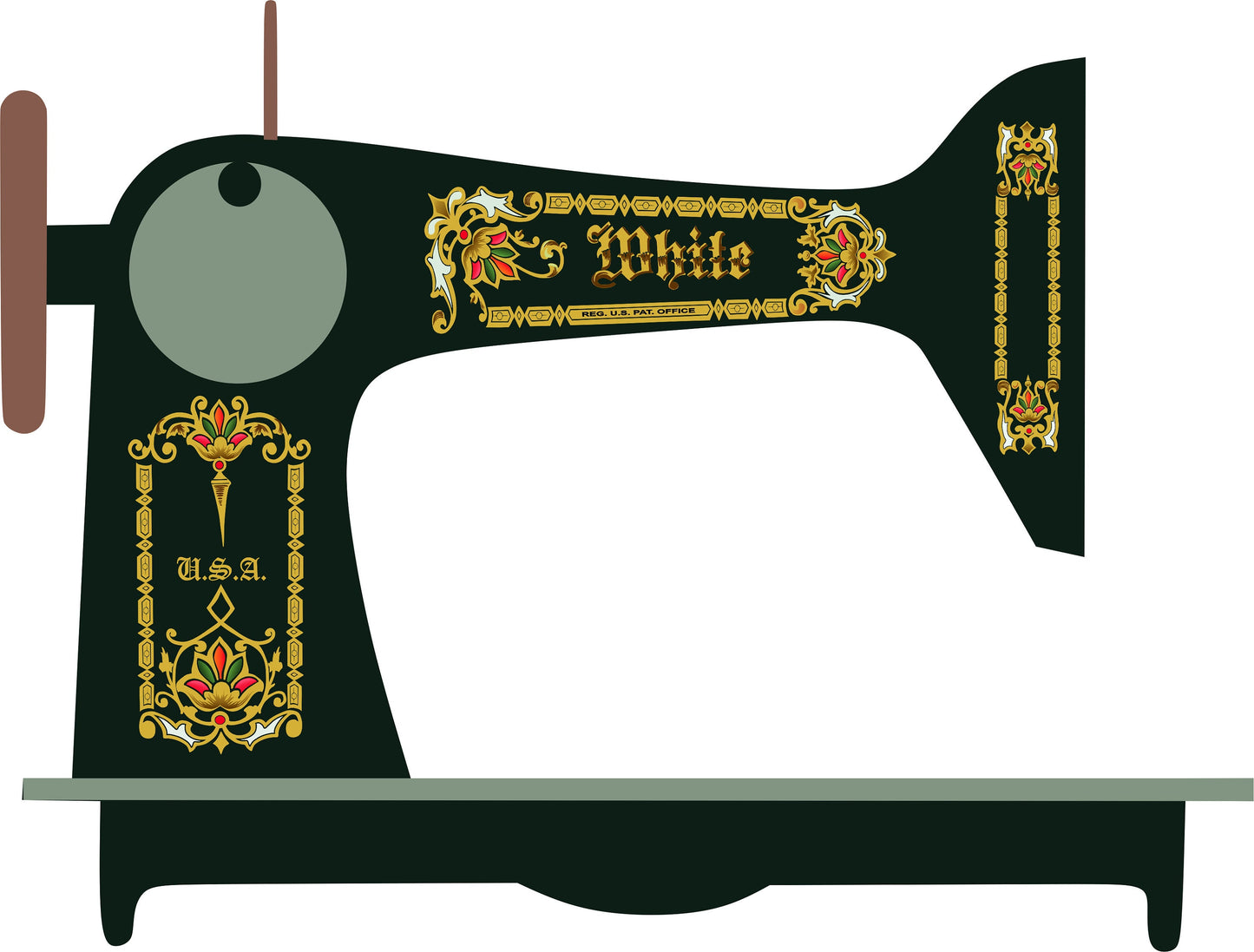 White Sewing Machine VSIII - Vibrating Shuttle Sewing Machine waterslide Decals