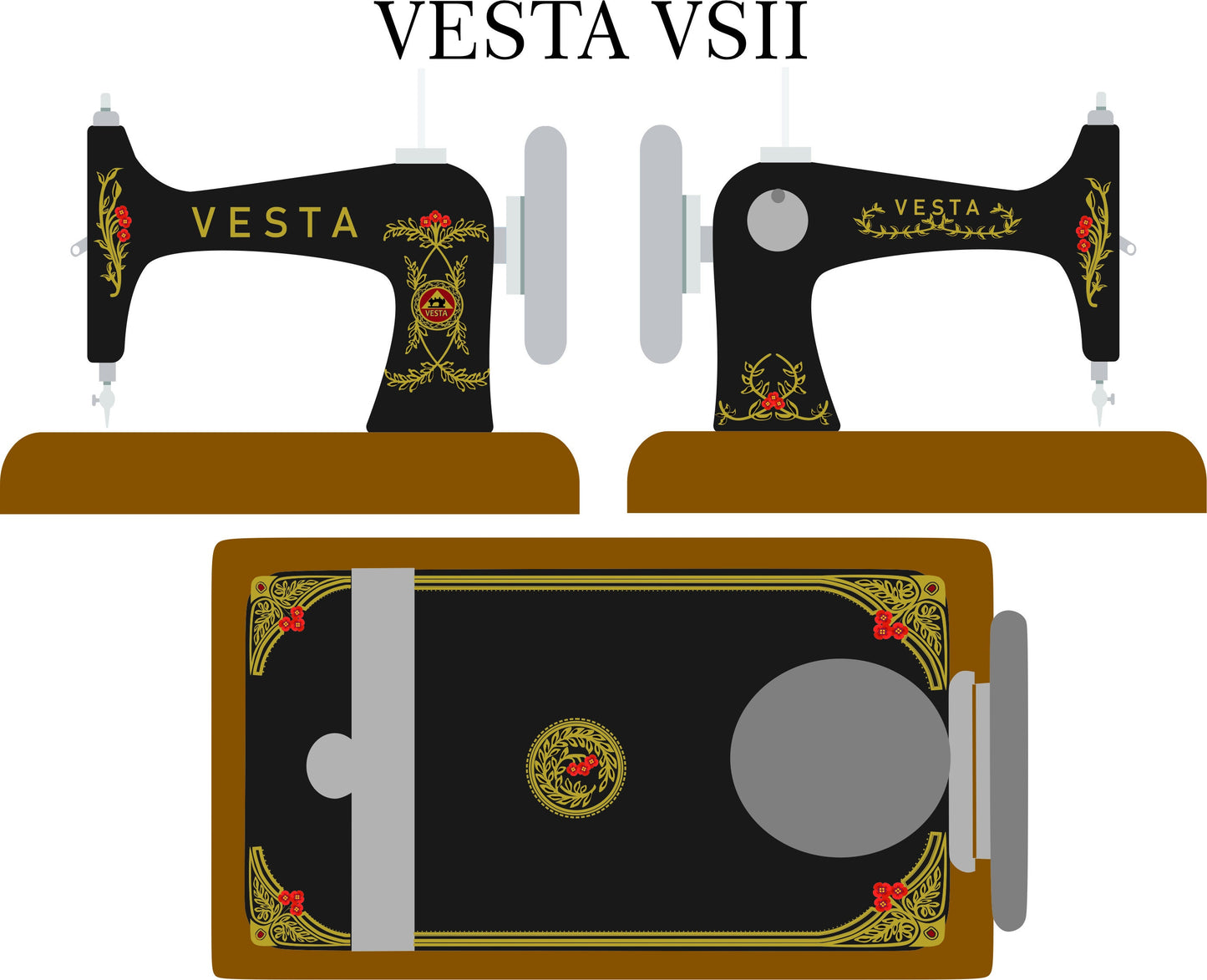 Vesta VSII sewing machine waterslide decals