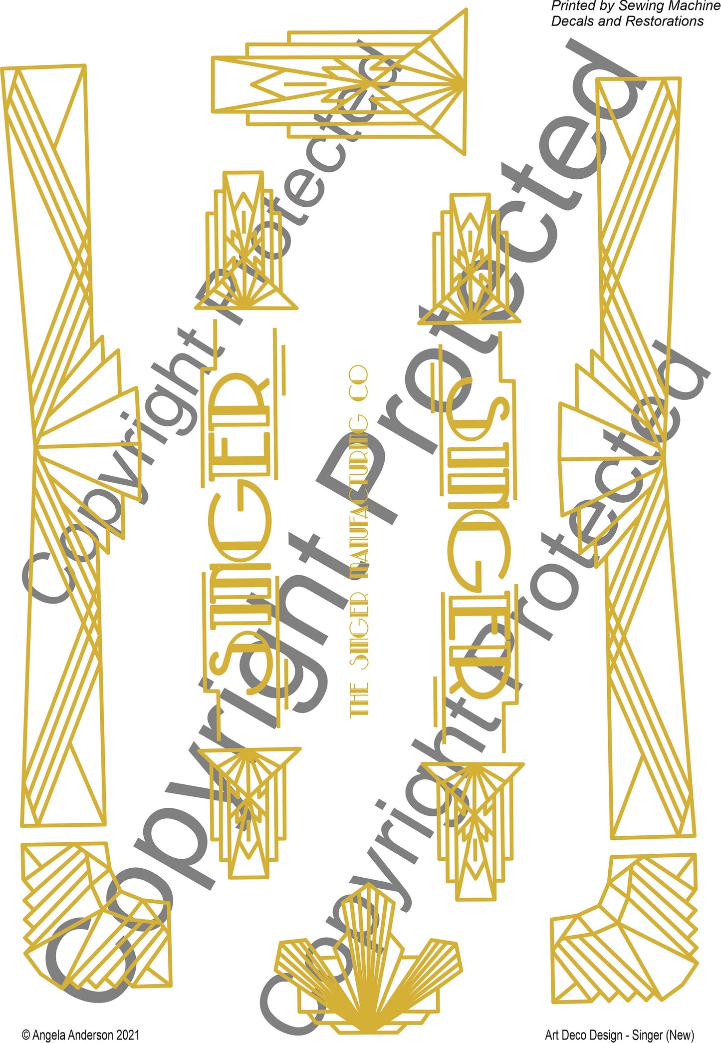 Custom Art Deco decals made for your machine Sewing Machine waterside decals