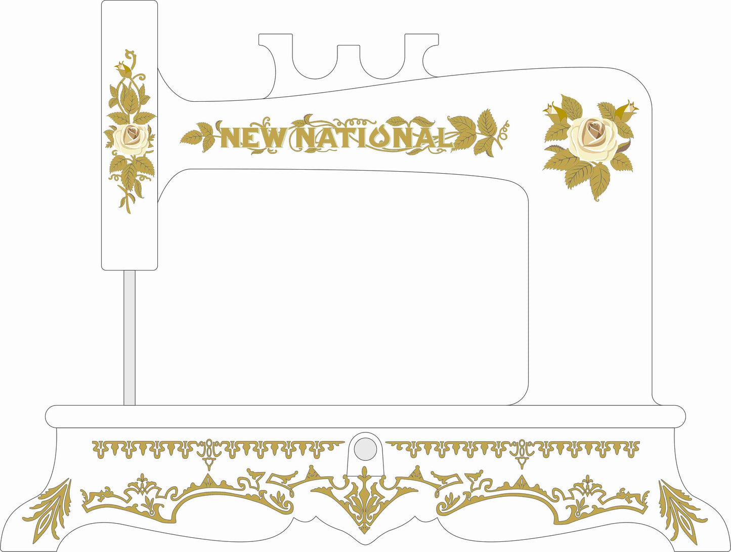 New National Sewing Machine Waterslide Decals (gold filigree base)