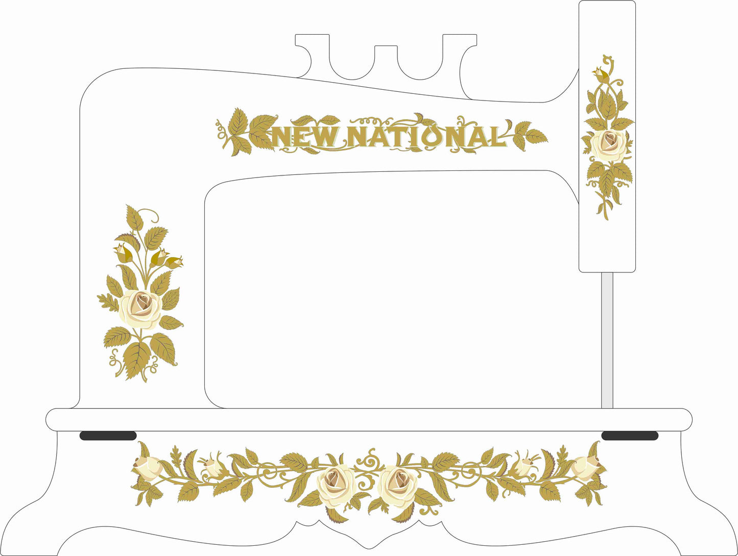 New National Sewing Machine Waterslide Decals (gold base)