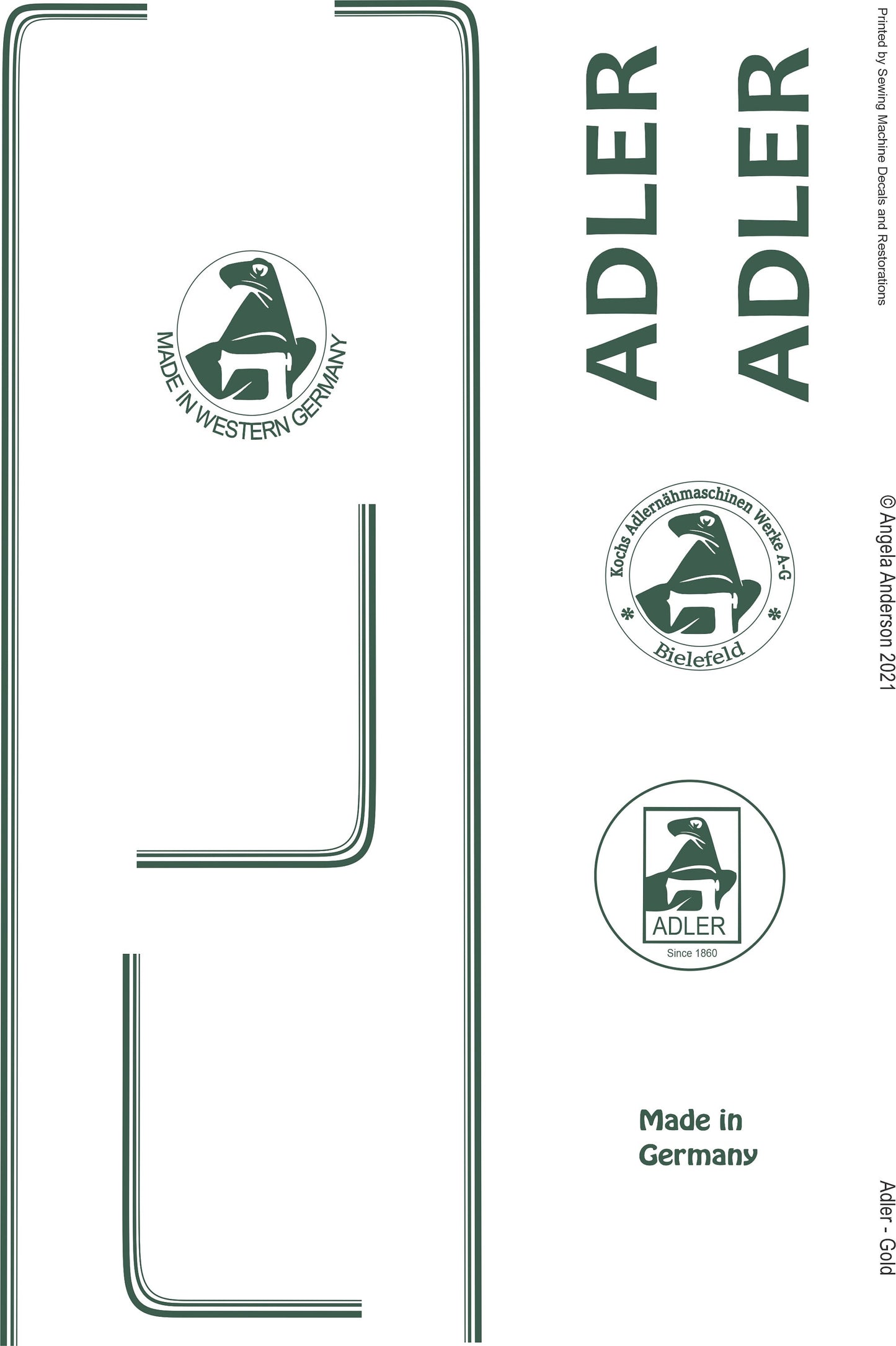 Adler 152 Sewing Machine waterslide decals