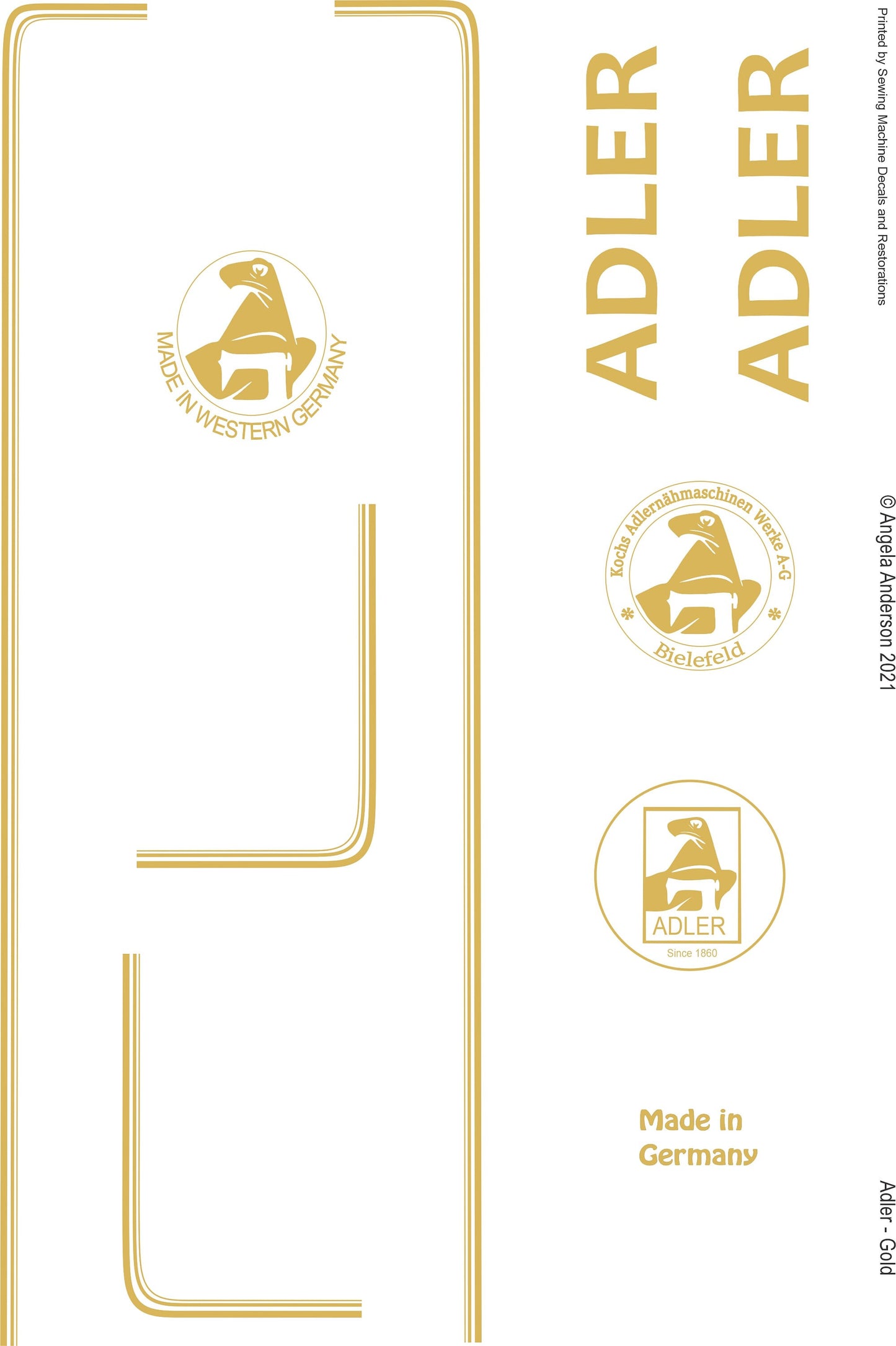 Adler 152 Sewing Machine waterslide decals