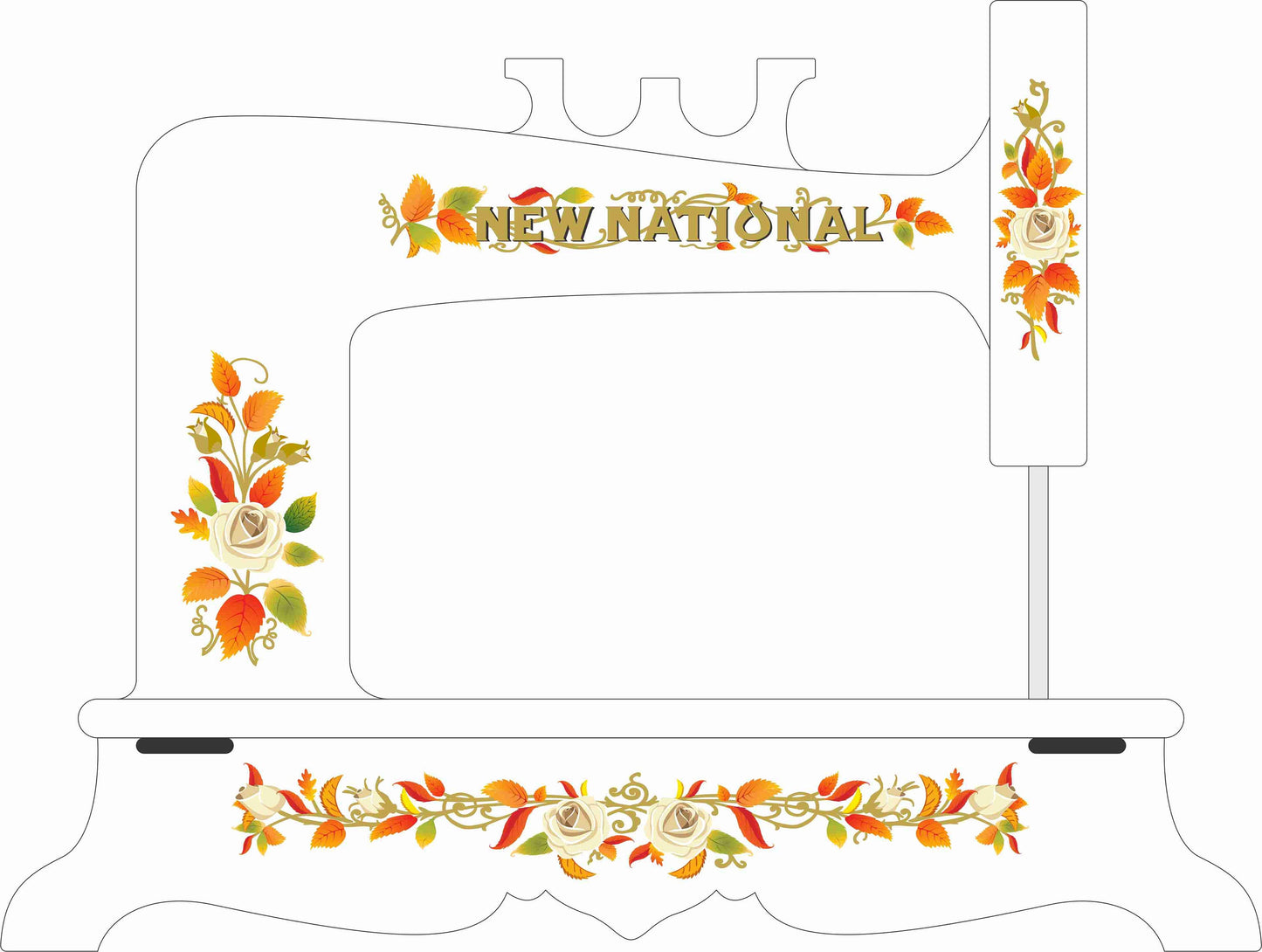 New National Sewing Machine Waterslide Decals (coloured floral)