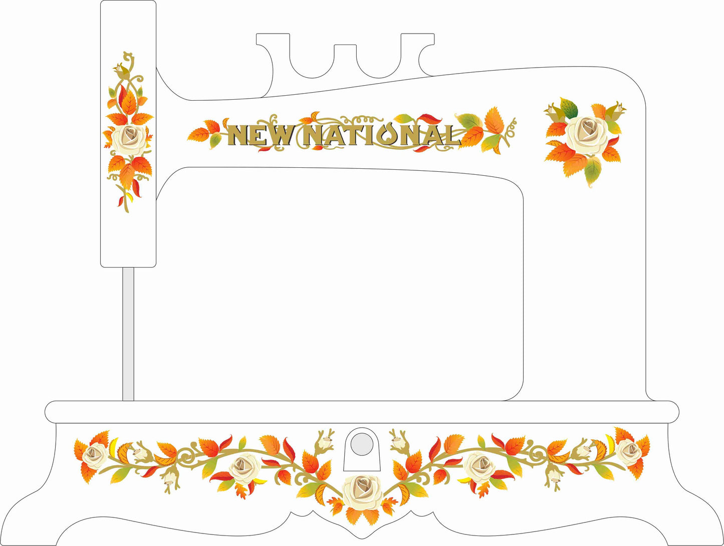 New National Sewing Machine Waterslide Decals (coloured floral)