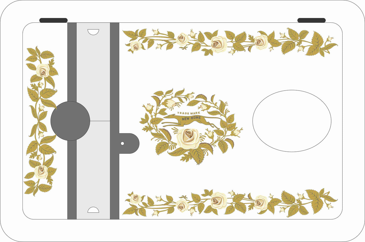New National Sewing Machine Waterslide Decals (gold filigree base)