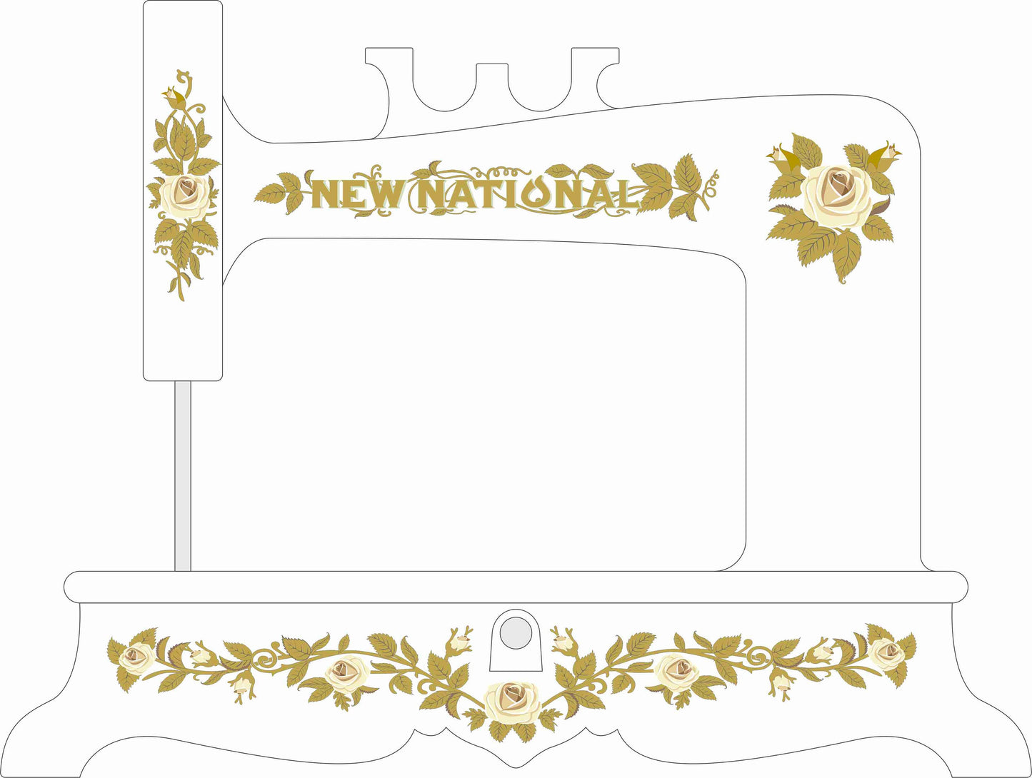 New National Sewing Machine Waterslide Decals (gold base)