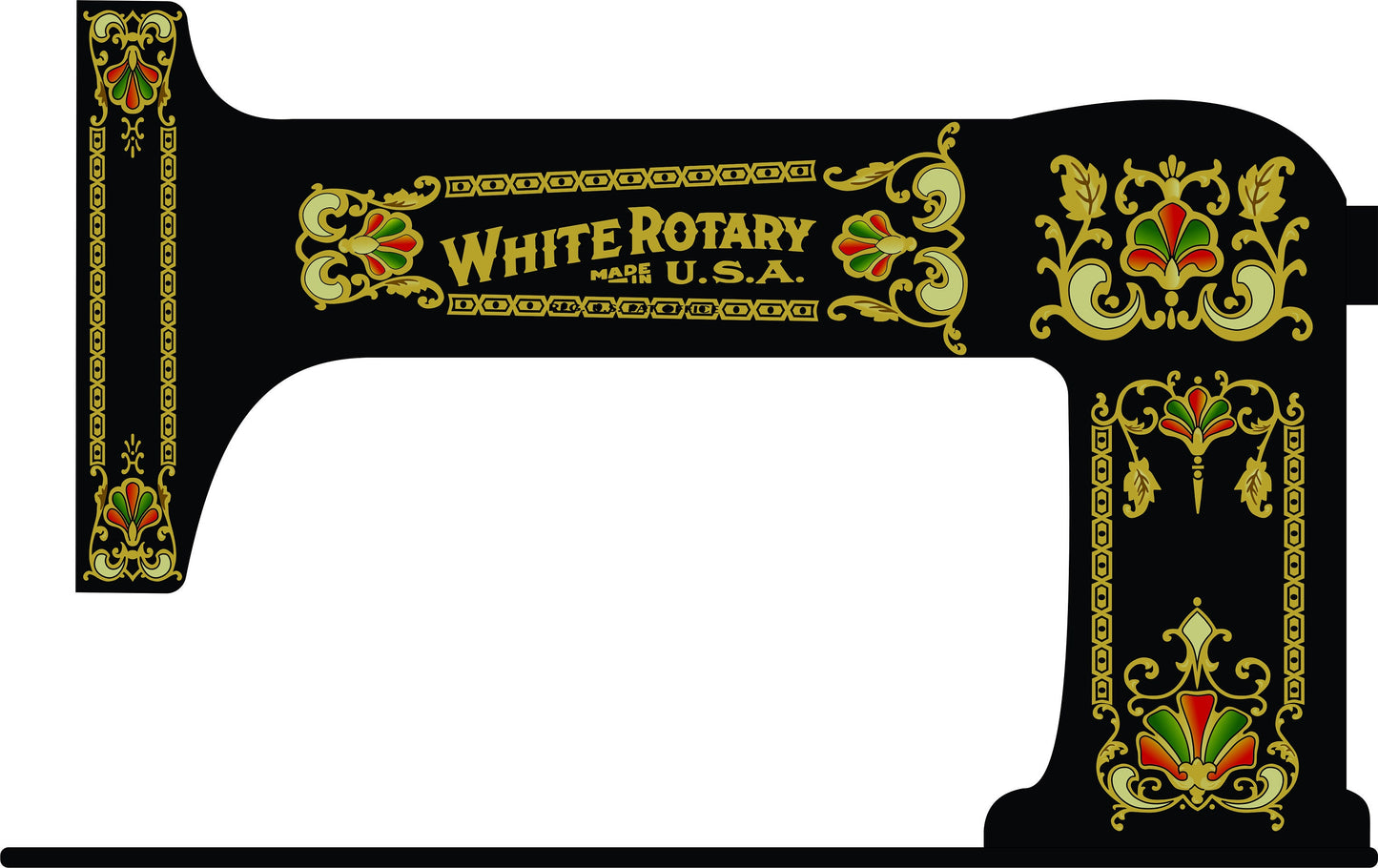 White Family Rotary Sewing Machine waterslide Decals - Version 1