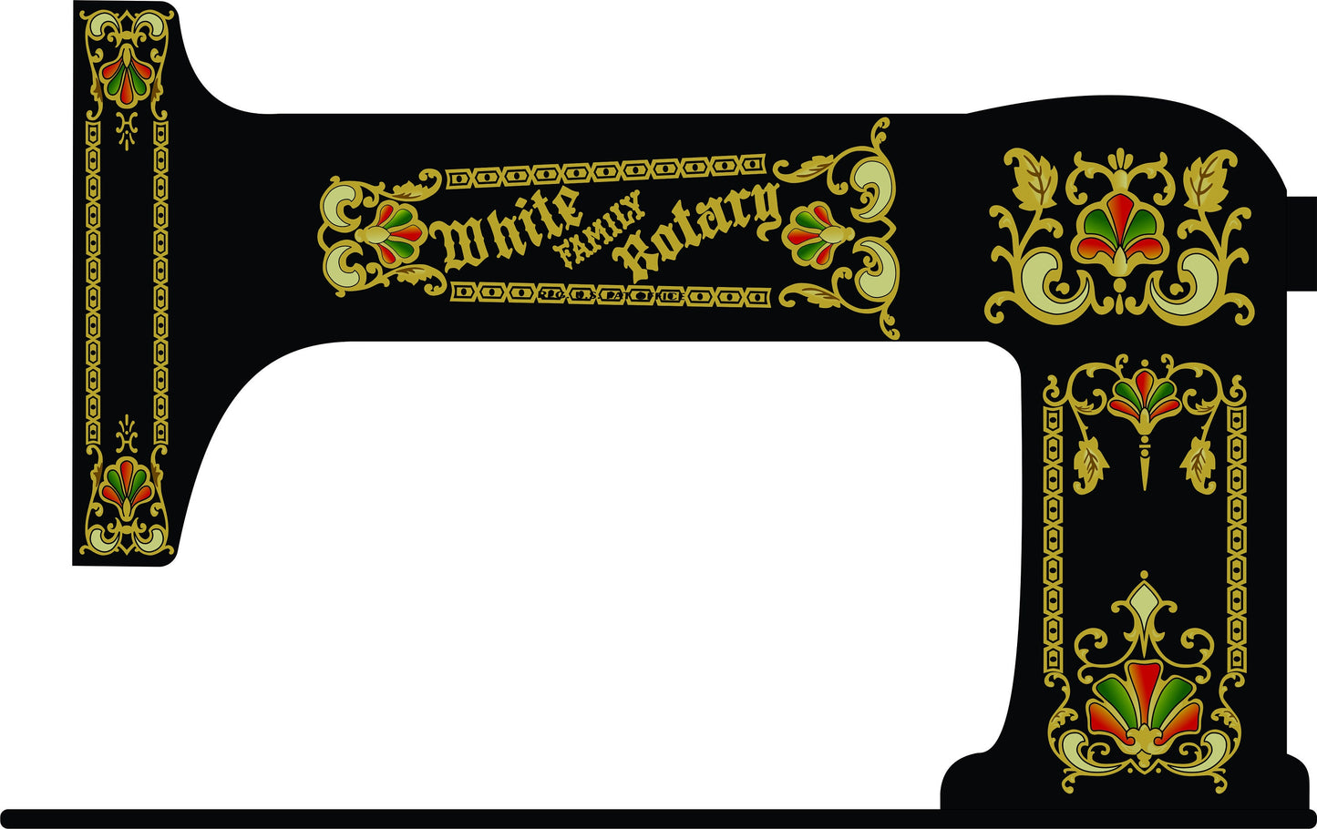White Family Rotary Sewing Machine waterslide Decals - Version 2