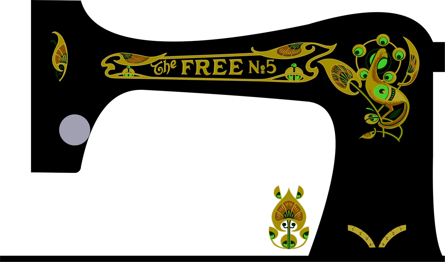 The Free No. 5 Sewing Machine Waterslide Decals