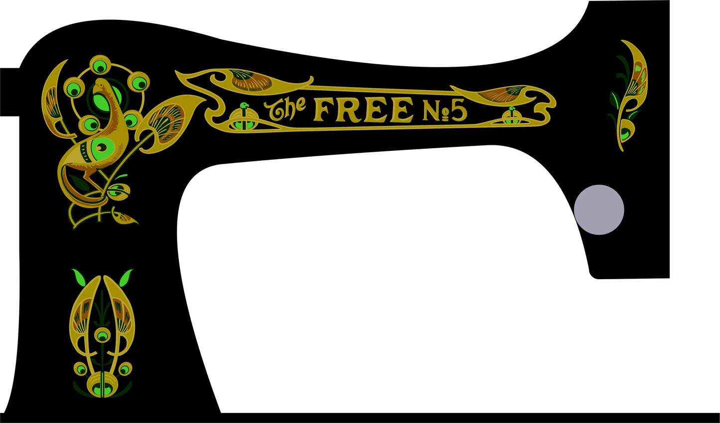 The Free No. 5 Sewing Machine Waterslide Decals