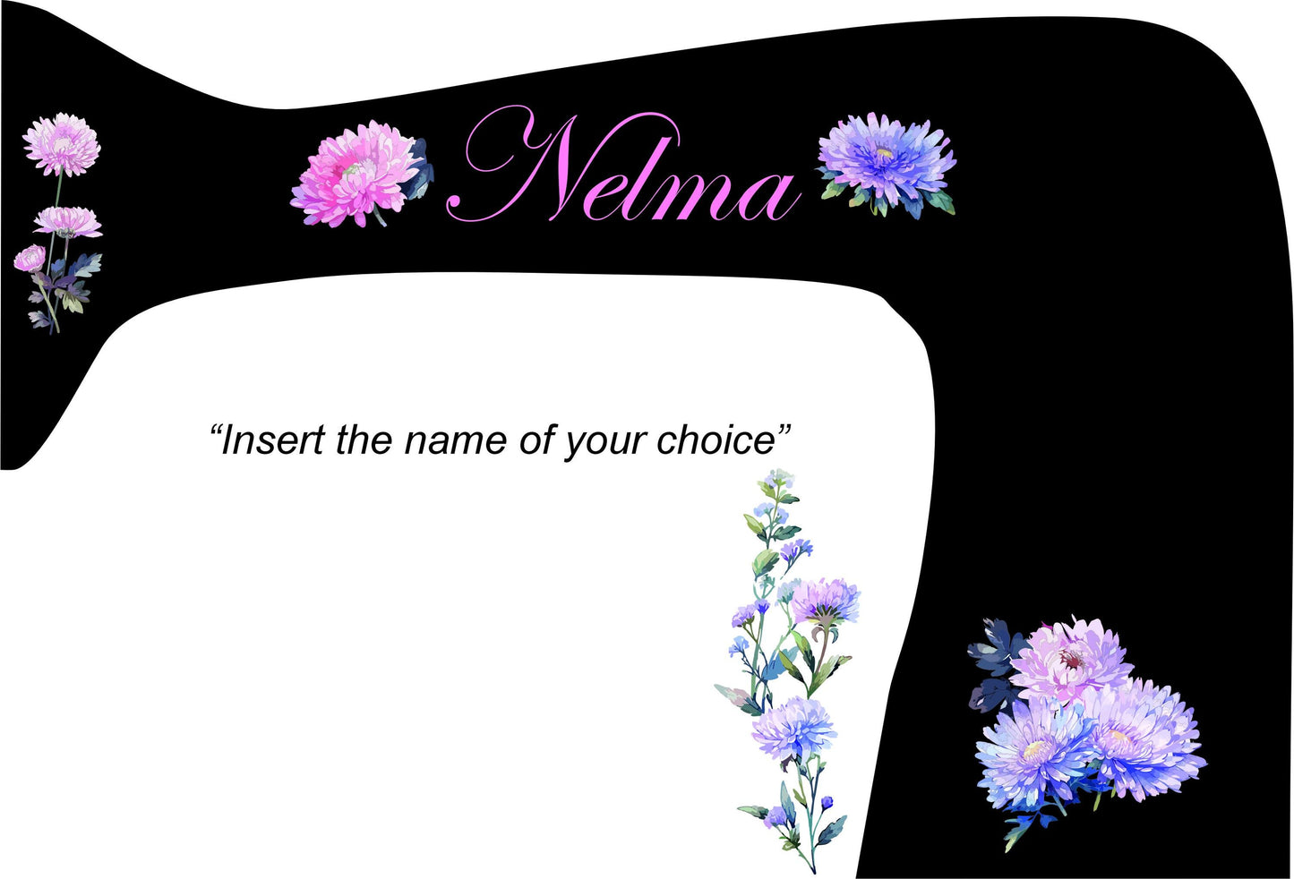 Custom Floral Sewing Machine waterside decals (include your own custom name)