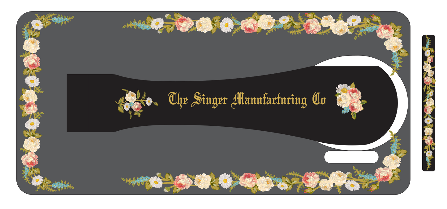 Model 27K 'Painted Roses, Daisies and Forget Me Knots' sewing machine waterslide decals