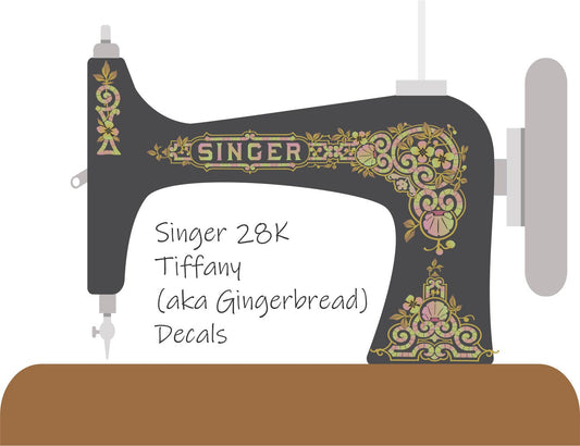 Model 28K or 128 'Tiffany' or 'Gingerbread' Sewing Machine Waterslide Decals