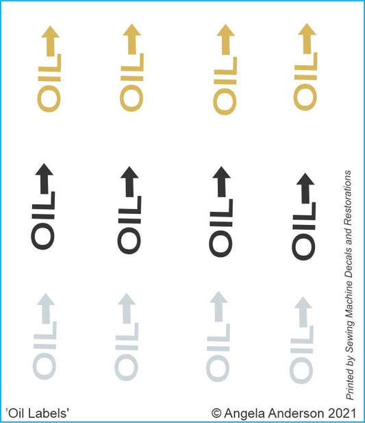 Sewing Machine 'Oil' waterslide decals