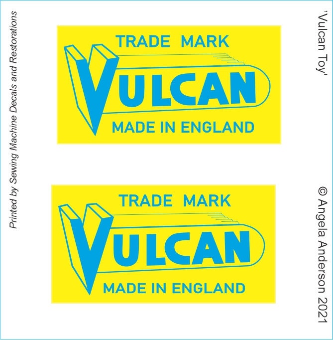 Vulcan Toy Sewing Machine decal (stickers)